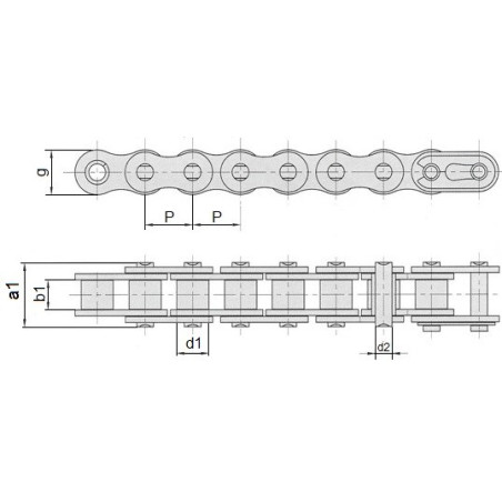 Łańcuch rolkowy 12B-1 Tsubaki, rolka 5mb