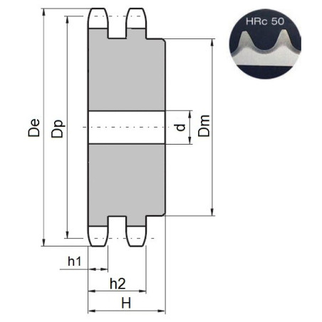 Koło łańcuchowe 06B-2-z25 zęby hart.